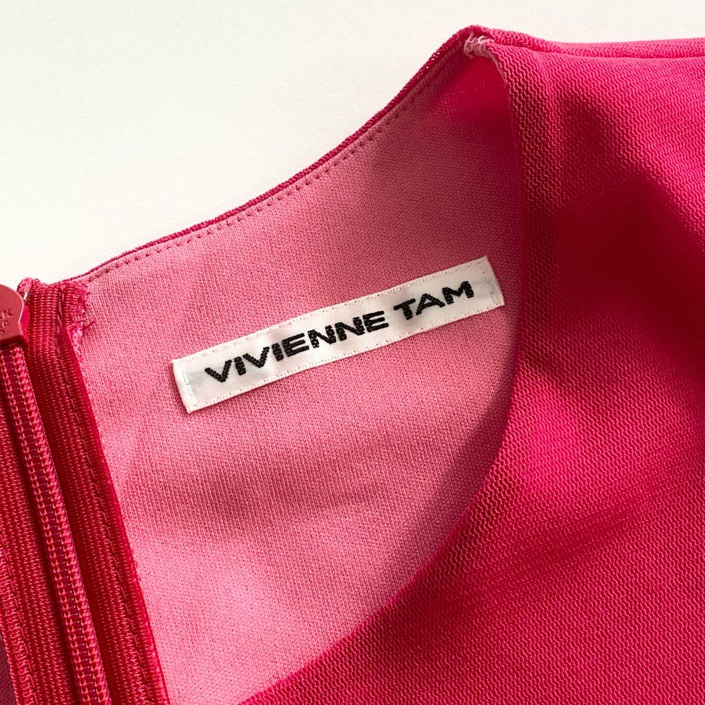 50e24 VIVIENNE TAM ヴィヴィアンタム パワーネット ティアードワンピース チュニックワンピース サイズ38 ピンク ポリエステル100% レディース