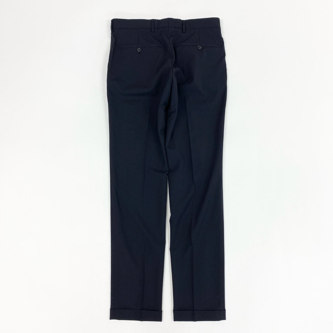 35k28② 《美品》 PRADA プラダ イタリア製 スラックスパンツ テーパードパンツ バージンウール ビジネス 通年 DNA559 44 ネイビー 綿100