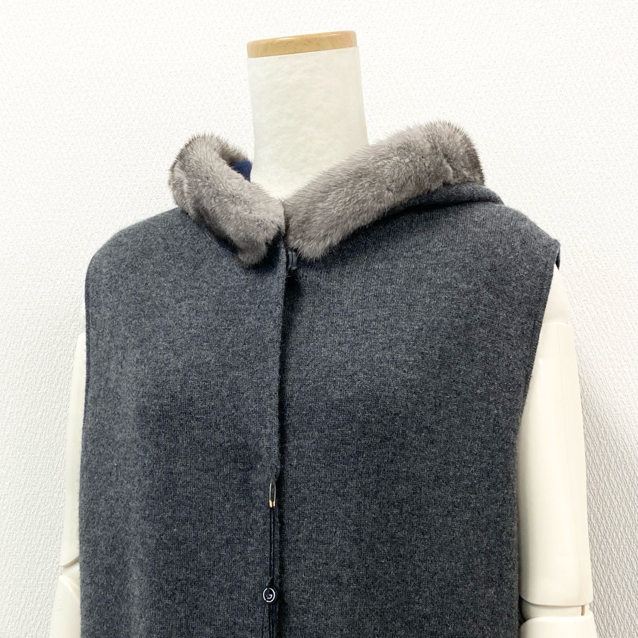 58f20 【新品】定価66万円 GRES PARIS グレ パリ ブルーアイリスミンク ダブルフェイス カシミヤ100% ニットベストコート カシミヤコート サイズL レディース 婦人服 ニットベスト アウター