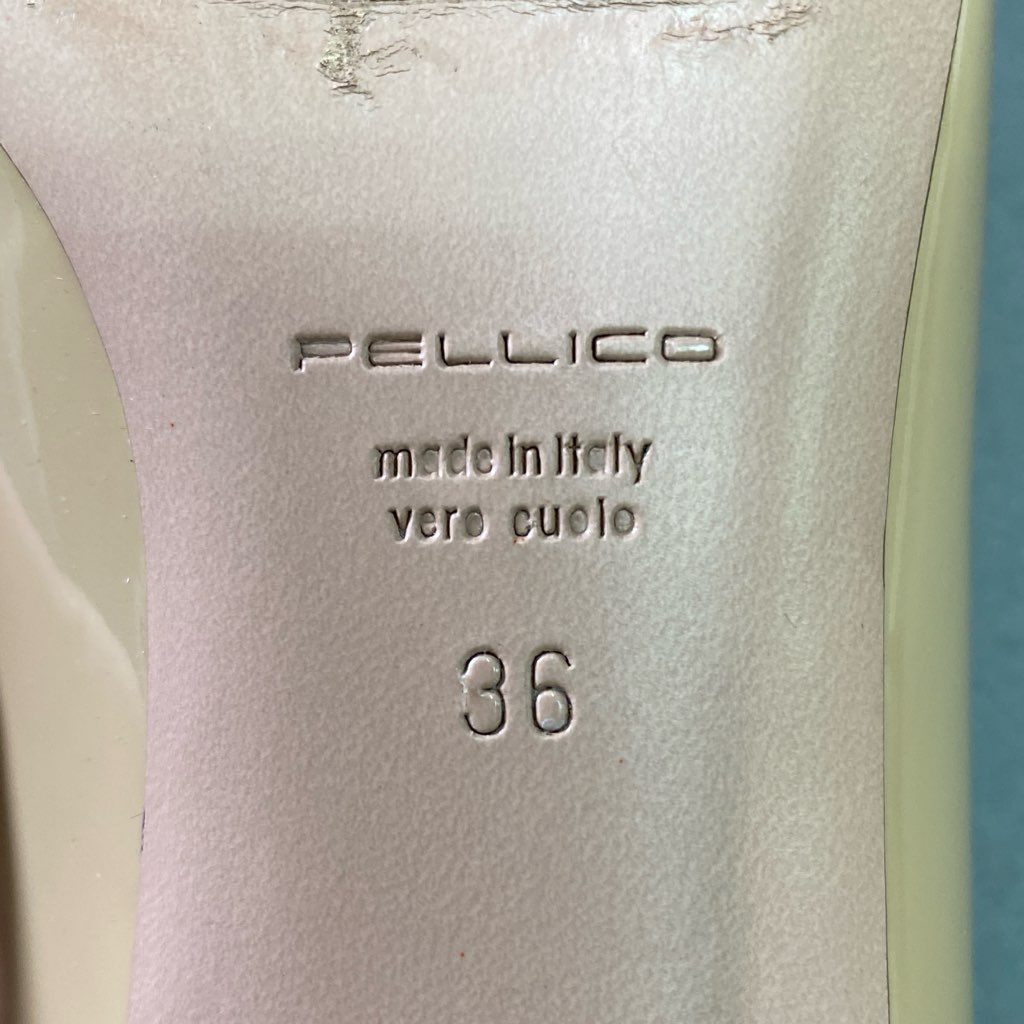 5f7 【美品】 イタリア製 PELLICO ペリーコ パテントレザー ポインテッドトゥ パンプス サイズ36 ベージュ レディース 女性用