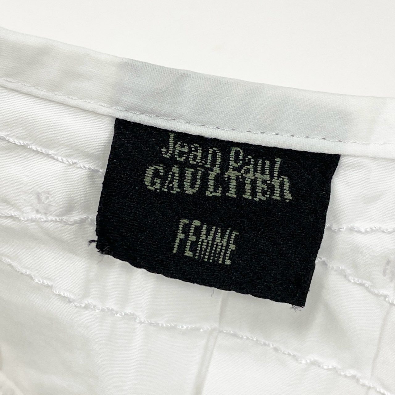 57h4 Jean Paul GAULTIER ジャンポールゴルチエ レースアップ ノースリーブブラウス シャツ ベスト レイヤード◎ チュニック丈 40 ホワイト コットン レディース