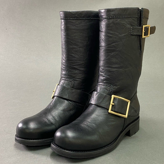 2b7 《美品》 JIMMY CHOO ジミーチュウ 247 Biker バイカーブーツ 35 ブラック レザー イタリア製 シューズ