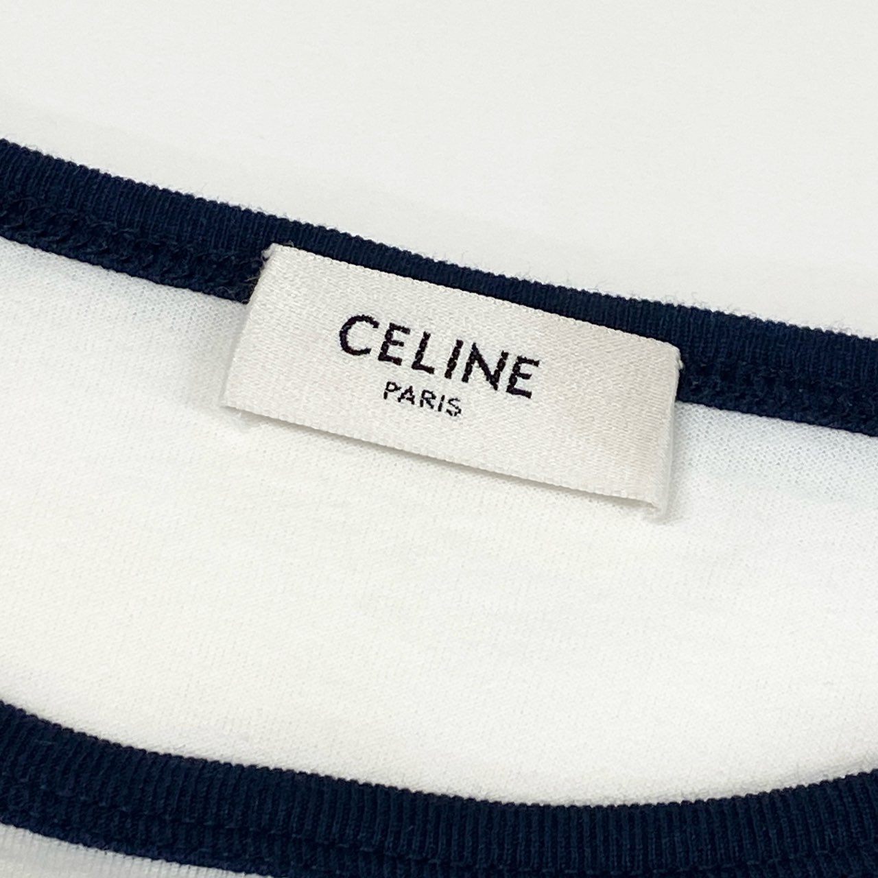 8d2 CELINE セリーヌ トリオンフ プリント クラシック Tシャツ カットソー トップス 2X872671Q M ホワイト ネイビー コットン100% レディース フランス製