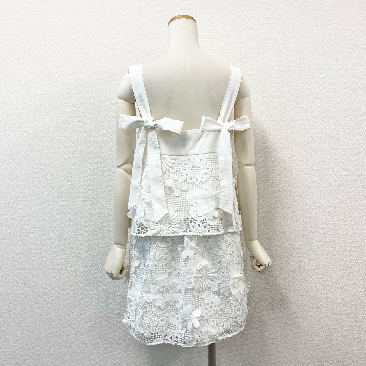 9f12 《美品》 COEL コエル セットアップ ノースリーブ トップス フラワーレース キャミソール スカート レディース 女性用 184206042 36 ホワイト