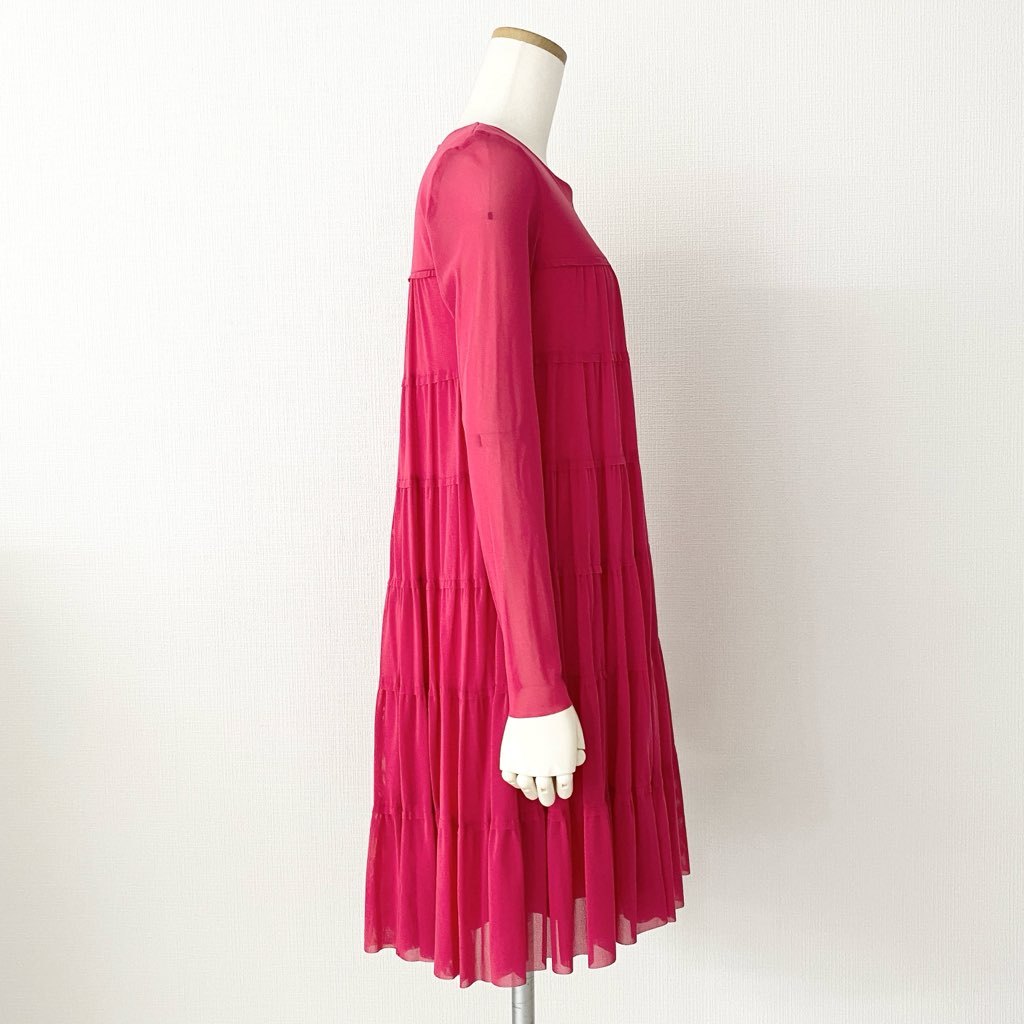 50e24 VIVIENNE TAM ヴィヴィアンタム パワーネット ティアードワンピース チュニックワンピース サイズ38 ピンク ポリエステル100% レディース
