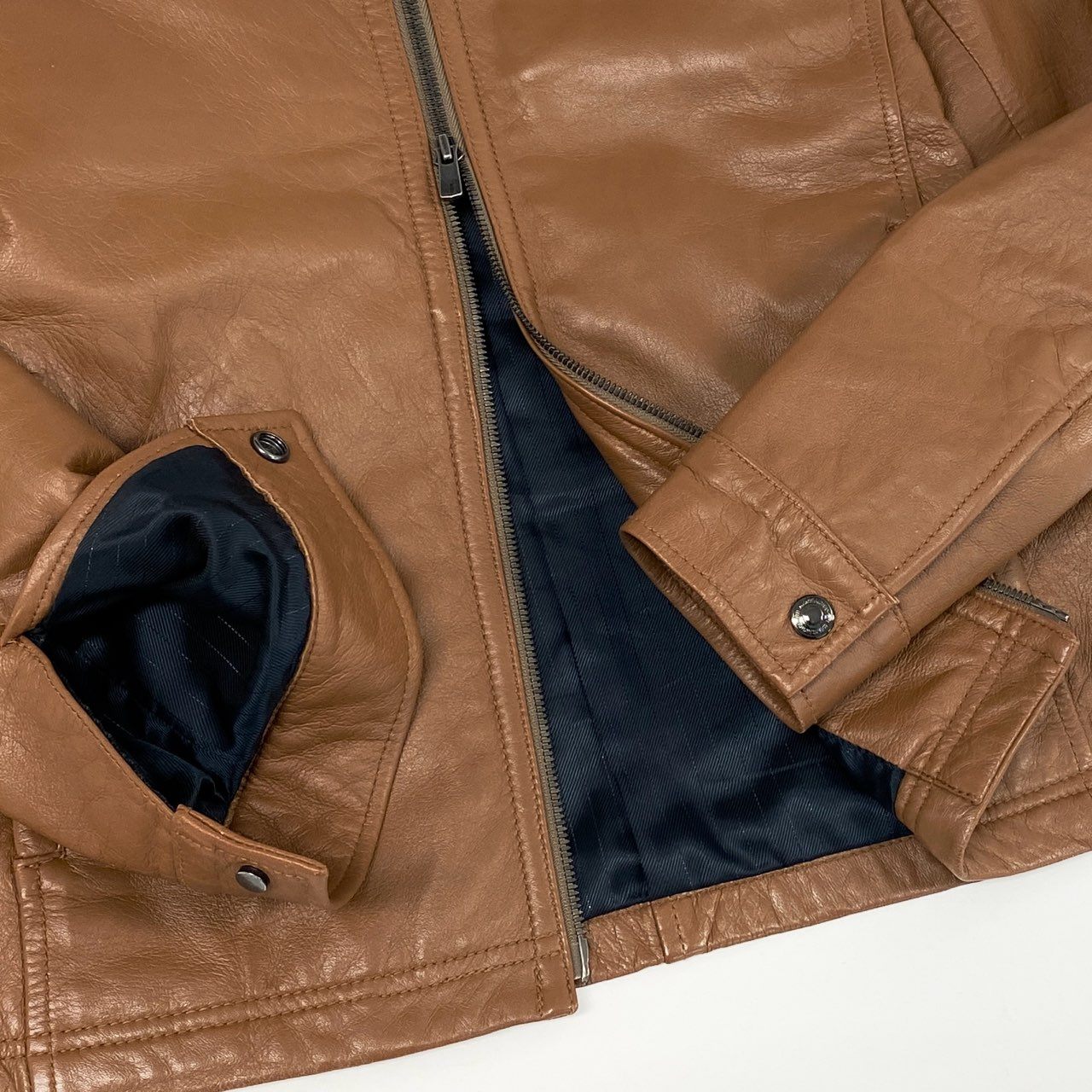 37f24 MEN’S BIGI メンズビギ レザージャケット シングルレザー 革ジャン 羊革 ラムレザー メンズ アウター MO143LJM01 02 ブラウン