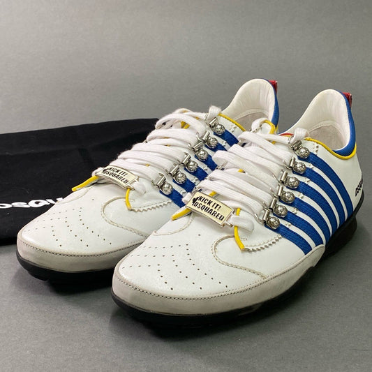 6b28 《タグ付き》 DSQUARED2 ディースクエアード ローカット レザースニーカー カウレザー 牛革 レースアップ メンズ 43 ホワイト 本革