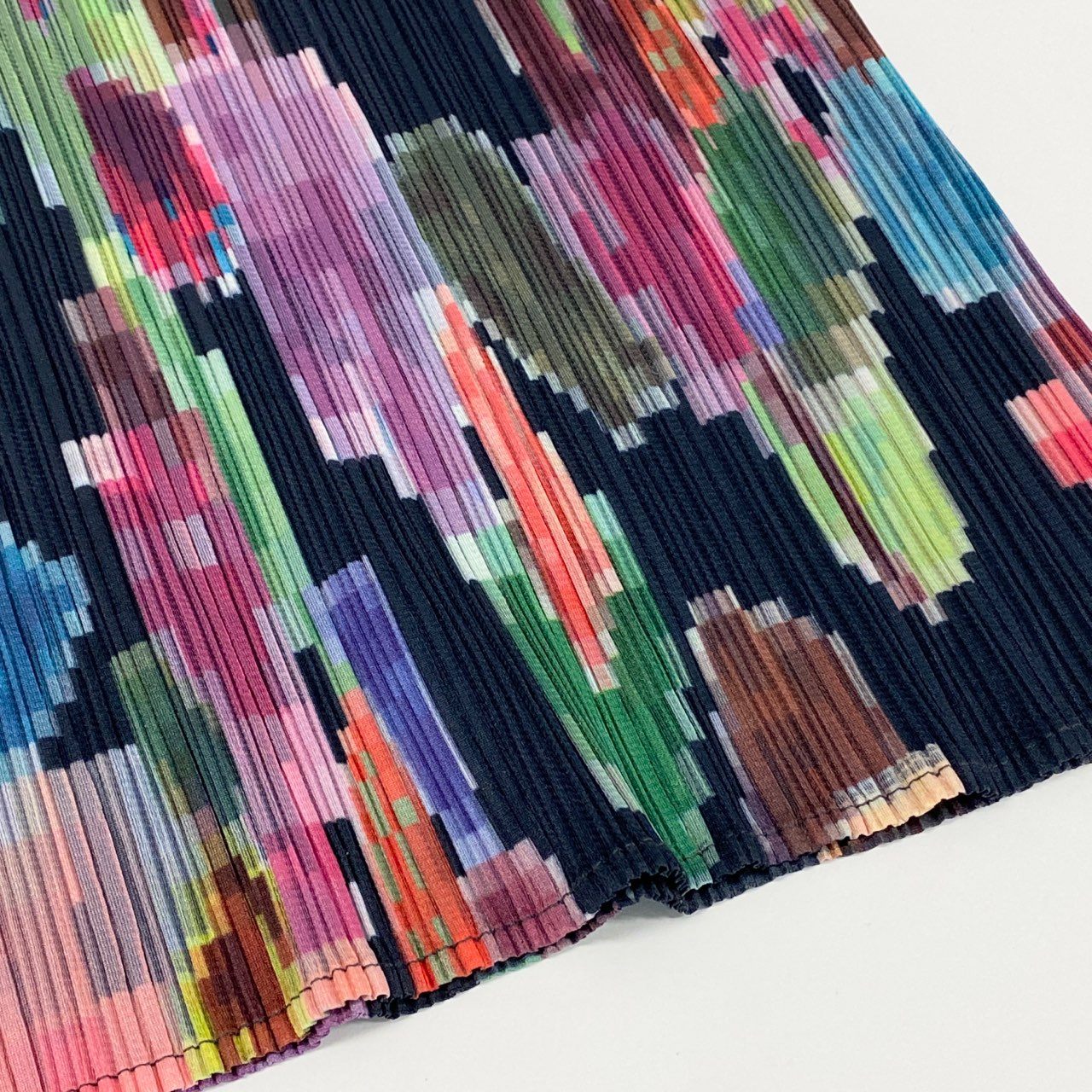 43c3 《美品》 PLEATS PLEASE プリーツプリーズ モザイクプリント プリーツセットアップ 3 マルチカラー シャツ スカート ISSEY MIYAKE イッセイミヤケ