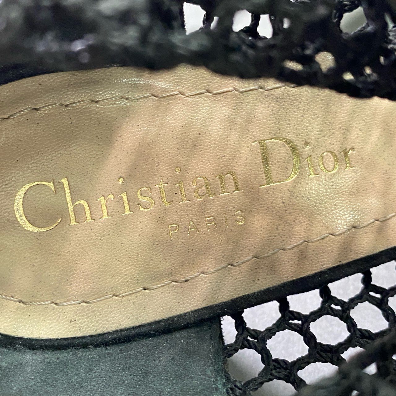 1f6 Christian Dior クリスチャン ディオール メッシュ ロングブーツ 編み上げ 39 ブラック レザー Y2K バックジップ シューズ 保存袋付き