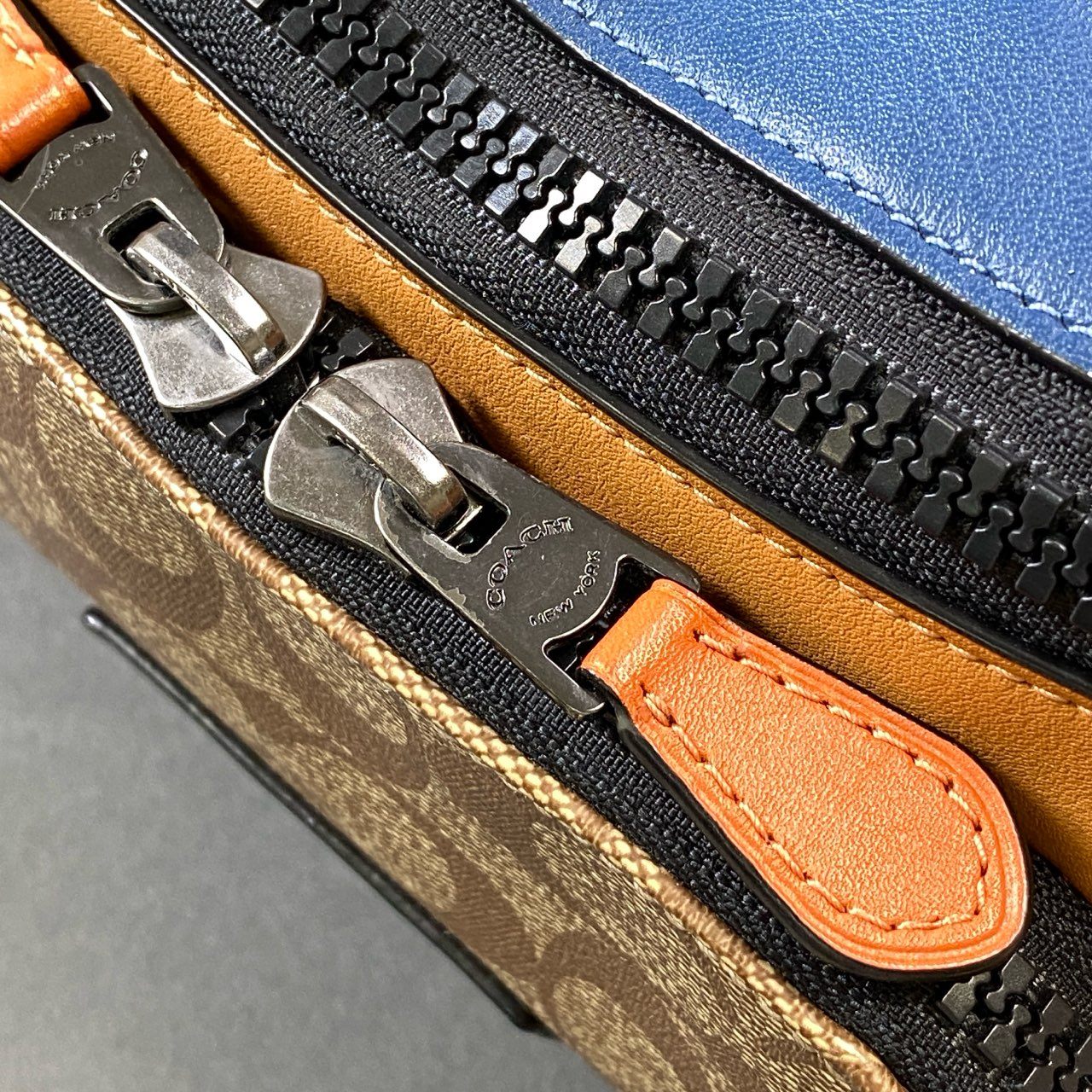 Cg31 COACH コーチ シグネチャー カラーブロック ボディバッグ ショルダーバッグ 鞄 C2724 ブルー レザー PVC メンズt18r