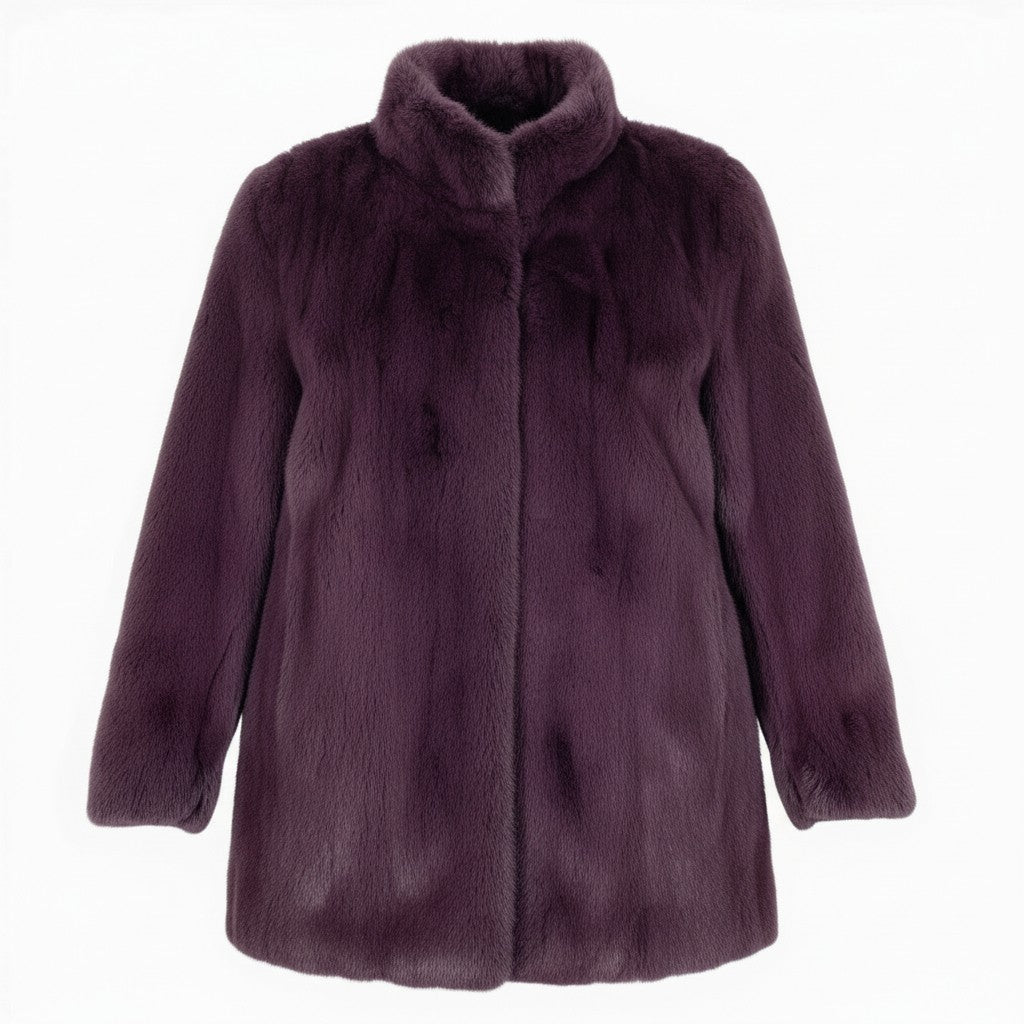 72a27 染めミンクファー ロングコート サイズF パープル 本毛皮 Purple