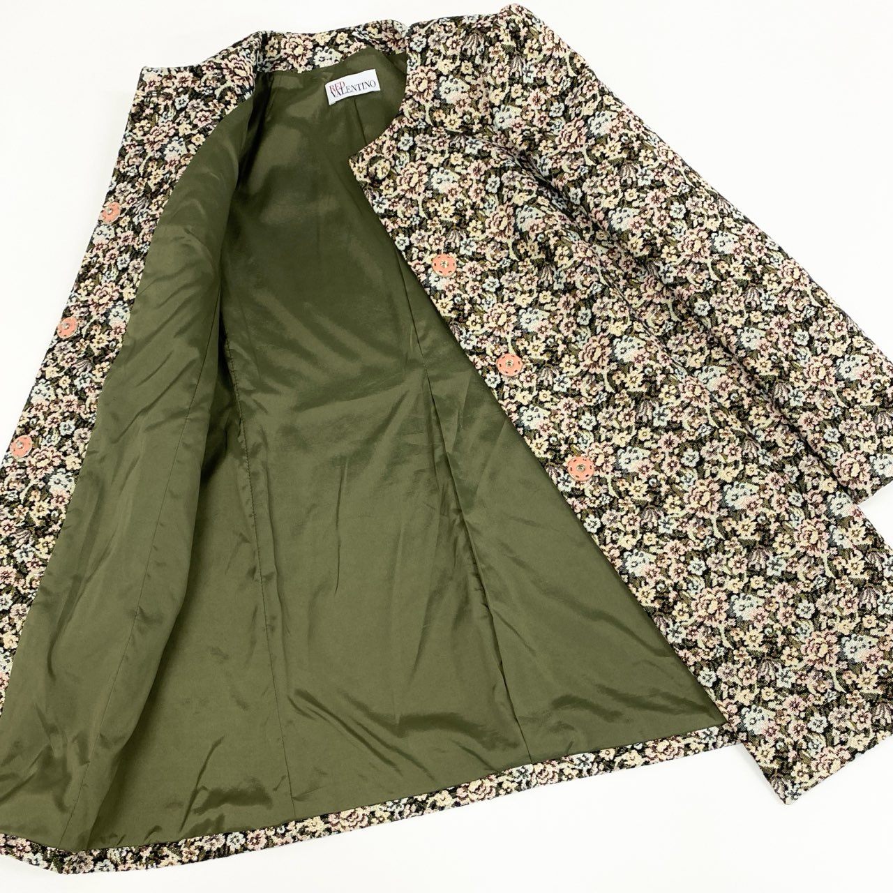 51f2 【美品】 RED VALENTINO レッドヴァレンティノ ゴブラン織り 花柄コート 薄手コート ラメジャガード サイズ42 マルチカラー レディース