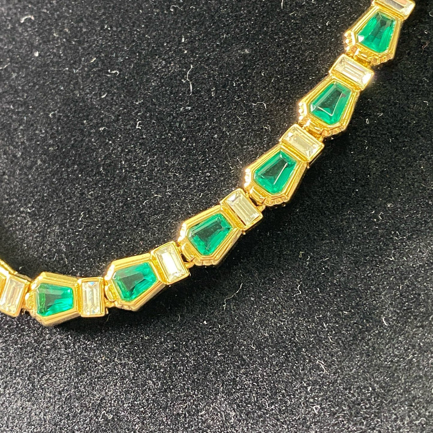 e8 《美品》 NINA RICCI ニナリッチ カラーストーン ビジュー ネックレス ゴールド グリーン アンティーク Vintage ヴィンテージ アクセサリー