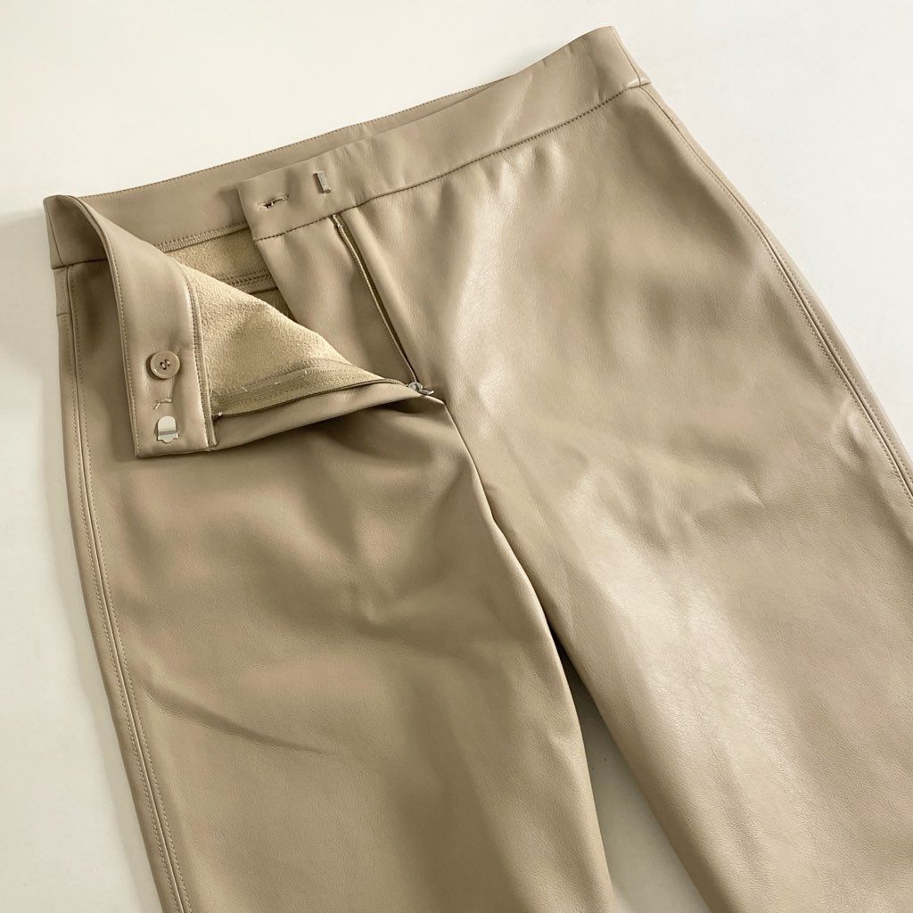25h23 【未使用】 タグ付 'S MaxMara エスマックスマーラ エコレザーパンツ スラックス ボトム サイズS ベージュ レディース