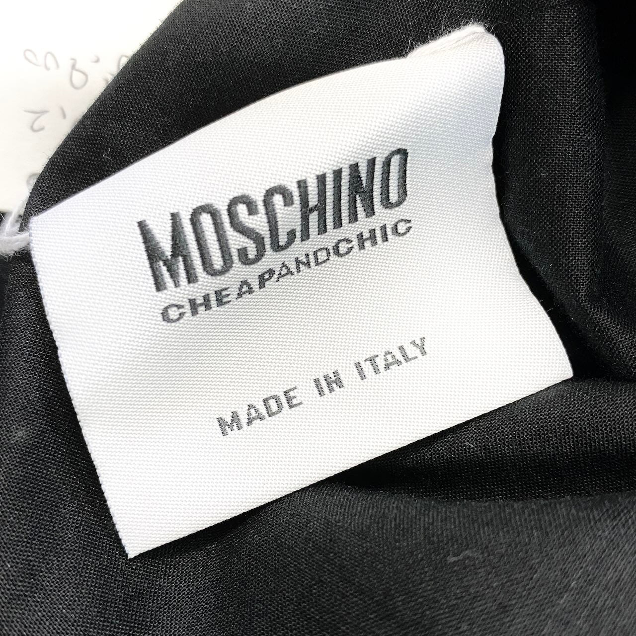 80e14 MOSCHINO モスキーノ ノーカラージャケット コットンジャケット 装飾ジャケット イタリア製 42サイズ ブラック コットン100% レディース 女性用u02t