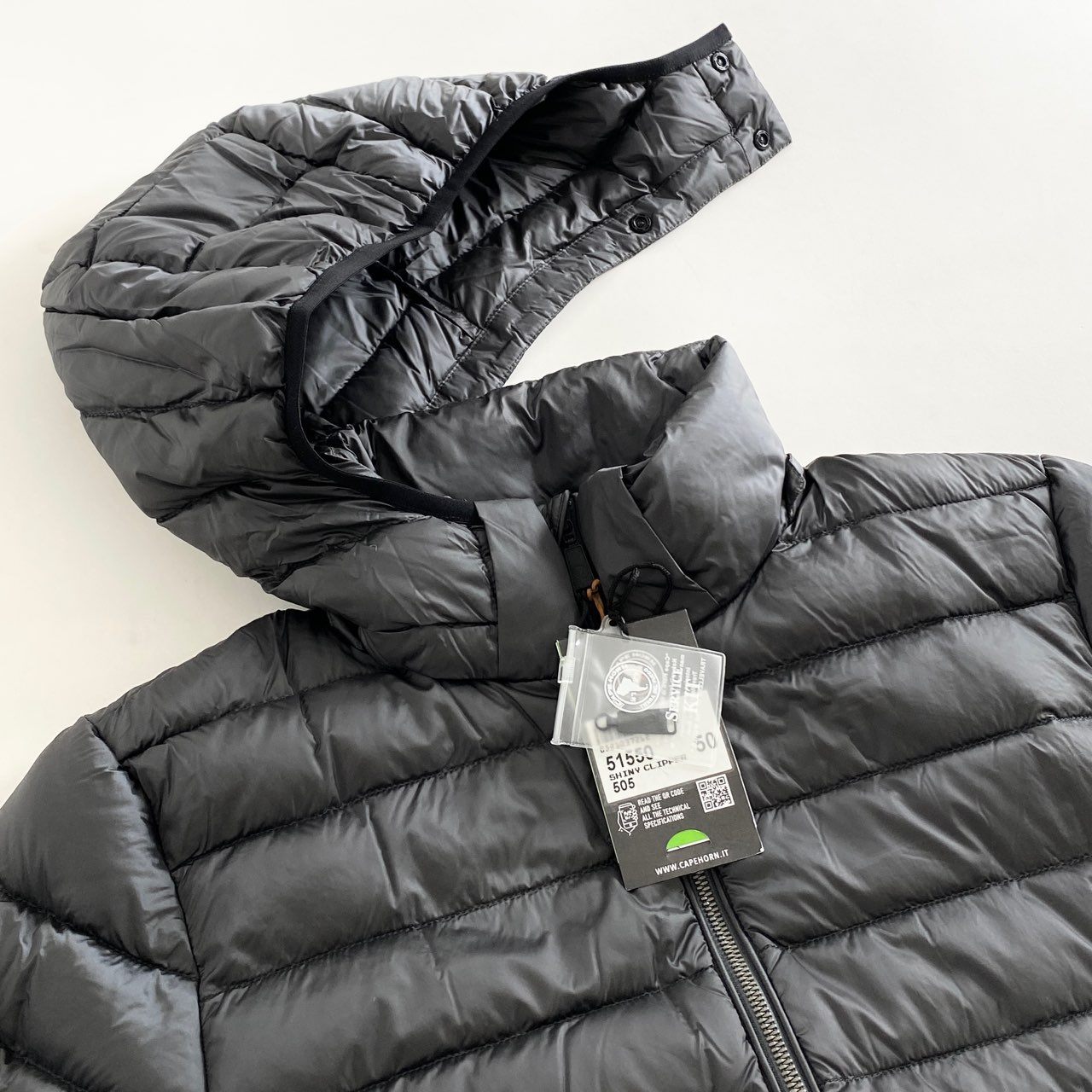 85h28 《美品》 タグ付 定価¥53,000 CAPE HORN ケープホーン SHINY CLIPPER ダウンジャケット アウター 51550 50 グレー ナイロン