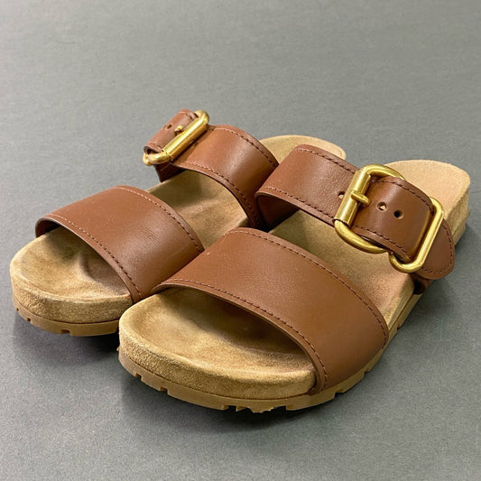 7b7 PRADA プラダ レザーベルト フラットサンダル コンフォートサンダル leather イタリア製 37 ブラウン 本革 レディース