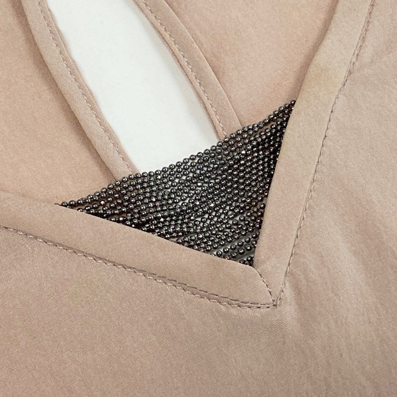 56l18 BRUNELLO CUCINELLI ブルネロクチネリ ノースリーブ チェーンネック シルクブラウス S ピンク 画像参照 イタリア製 シャツ トップス 夏