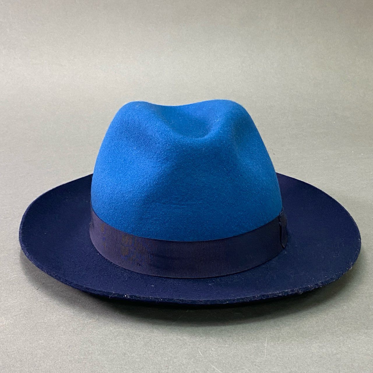 b17 Borsalino ボルサリーノ イタリア製 ウールフェルトハット 61 ブルー ネイビー リボン 帽子