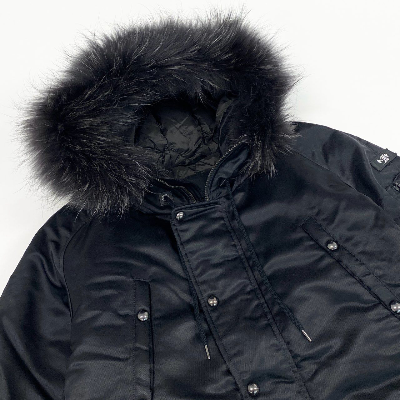 32a4 《美品》 TATRAS タトラス PETRONIO ペトロニオ ダウンジャケット 4 ブラック N-3B ラクーンファー コート