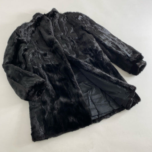2h21 本毛皮 ダークミンク 毛皮コート ミンクコート 逆毛ミンク 13号 ブラック レディース 婦人 MINK FUR