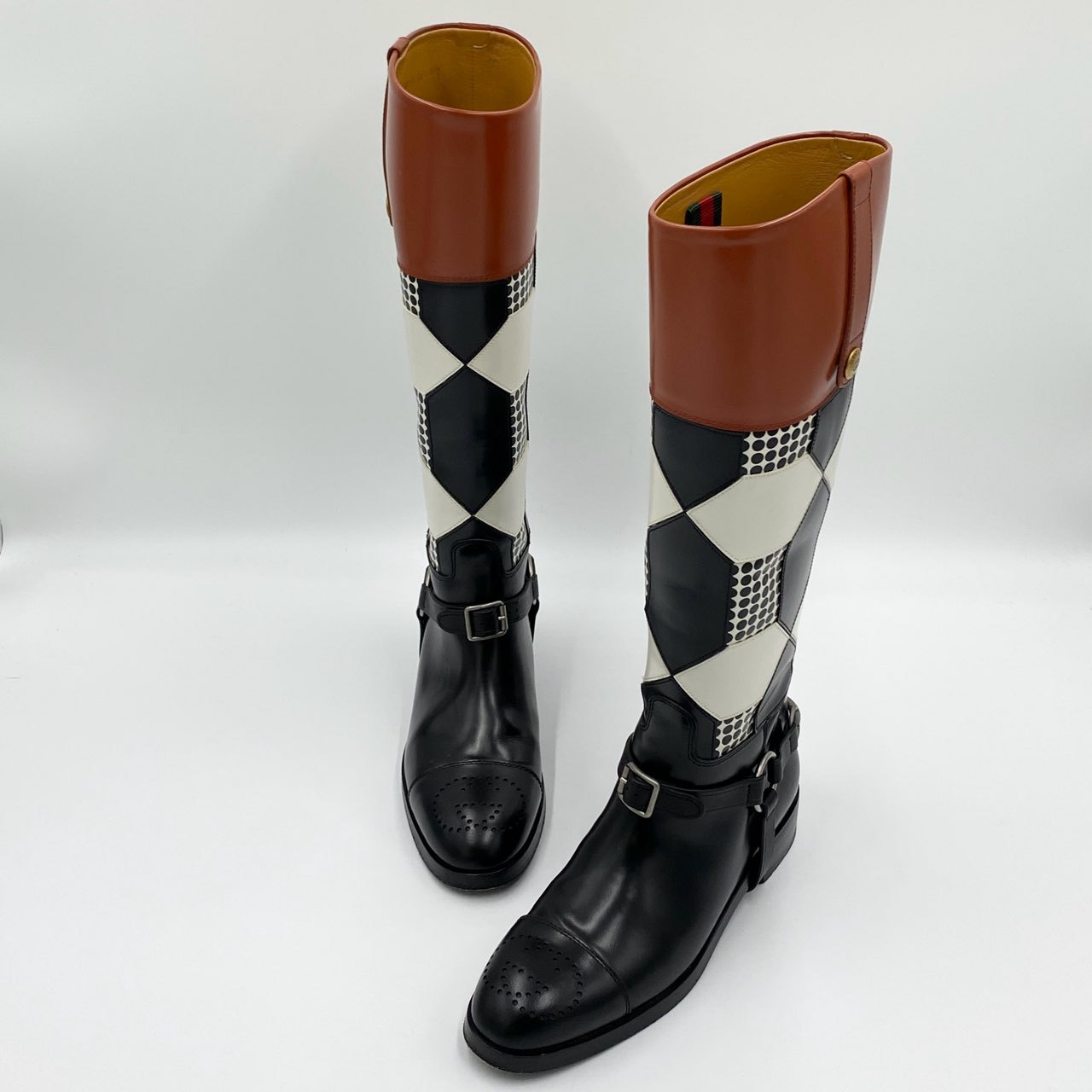 1h20《美品》 GUCCI グッチ ロングブーツ シューズ ホースビット 678153 サイズ36.5 マルチカラー レザー レディースk02i