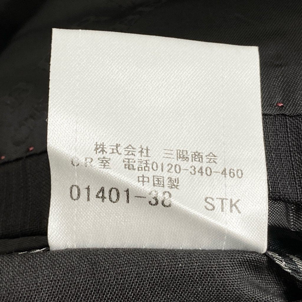 83h27 BURBERRY BLACK LABEL バーバリーブラックレーベル スリーピース シングルスーツ ビジネススーツ セットアップ D1H06-702-09 サイズ92-76-170 38R ブラック ストライプ 羊毛100% メンズ