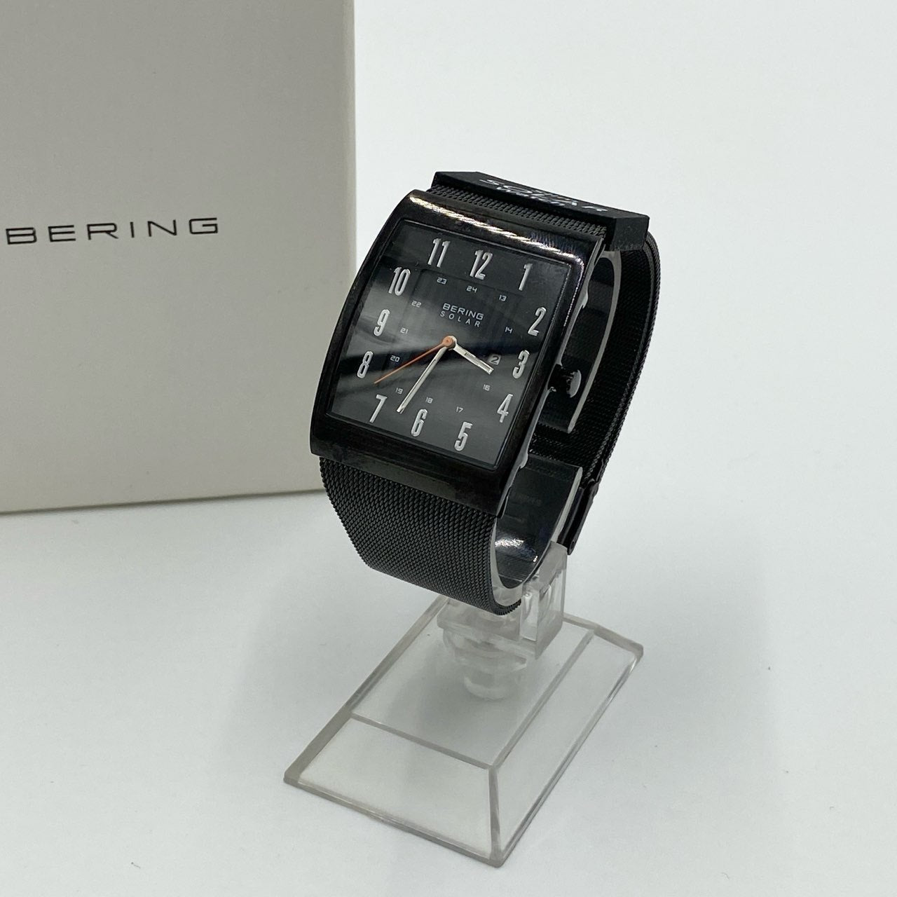 h21《美品》 BERING ベーリング Solar Powered Watch ソーラー 腕時計 16433-377 ブラック サファイアガラス アナログ 稼働 箱付きt18r