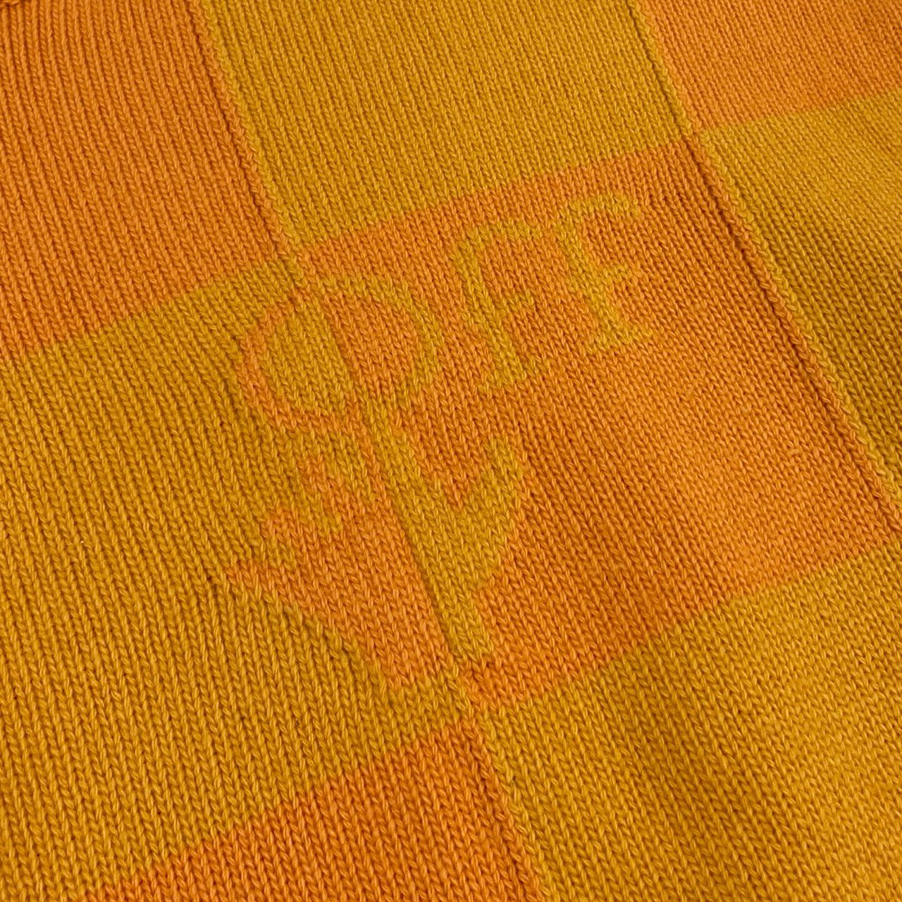 73j28 off White オフホワイト イタリア製 KNITWEAR ロングスリーブ ニットセーター ウールニット チェック柄 M オレンジ 羊毛o07t