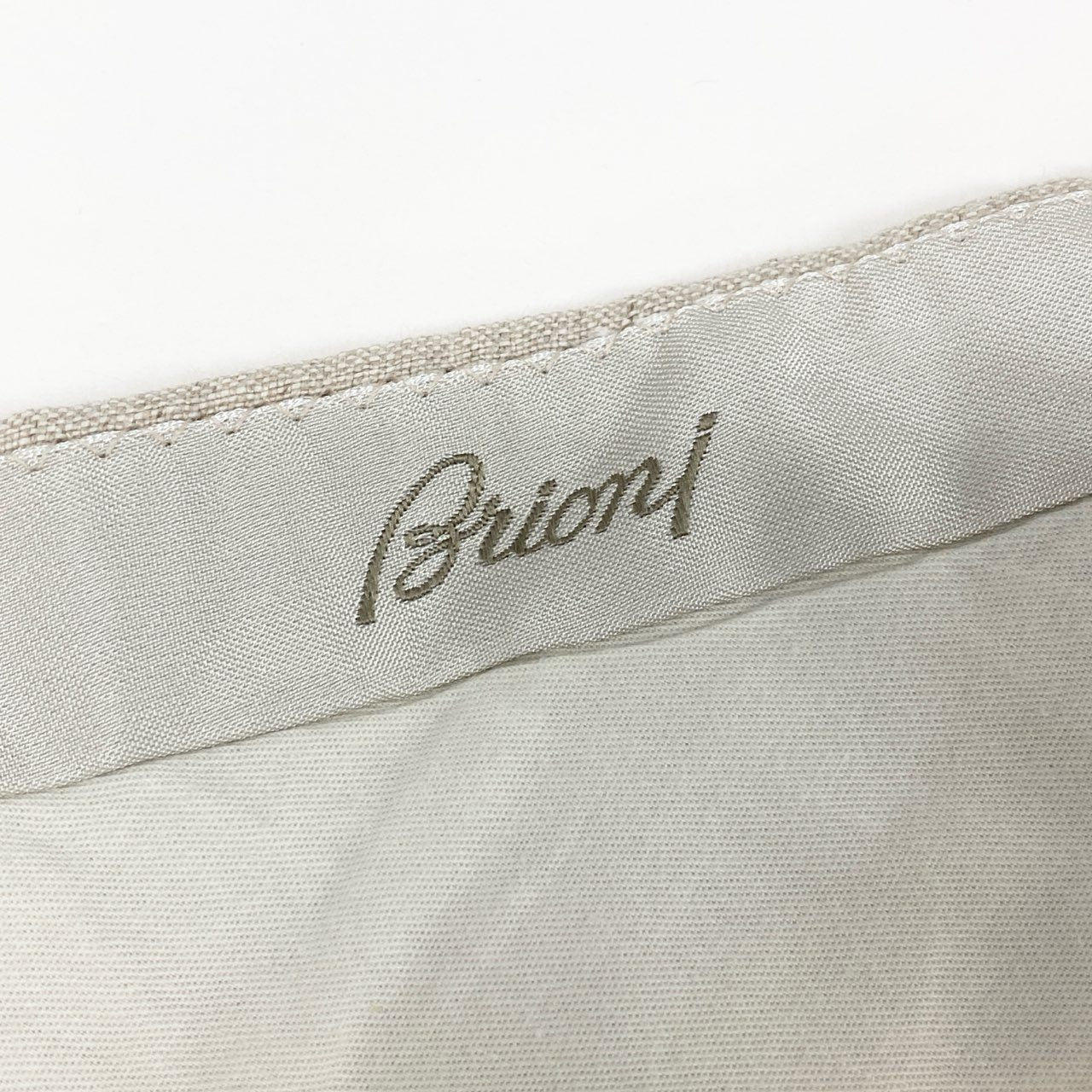 19g28 Brioni ブリオーニ MOENA スラックスパンツ ボトムス トラウザーパンツ イタリア製 48 ベージュ リネン メンズ