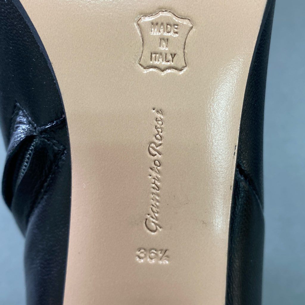 2f7 【イタリア製】 Gianvito Rossi ジャンヴィットロッシ トゥ切替 サイドジップブーツ ブーティ サイズ36 1/2 ブラック レディース 女性用 チャンキーブーツ