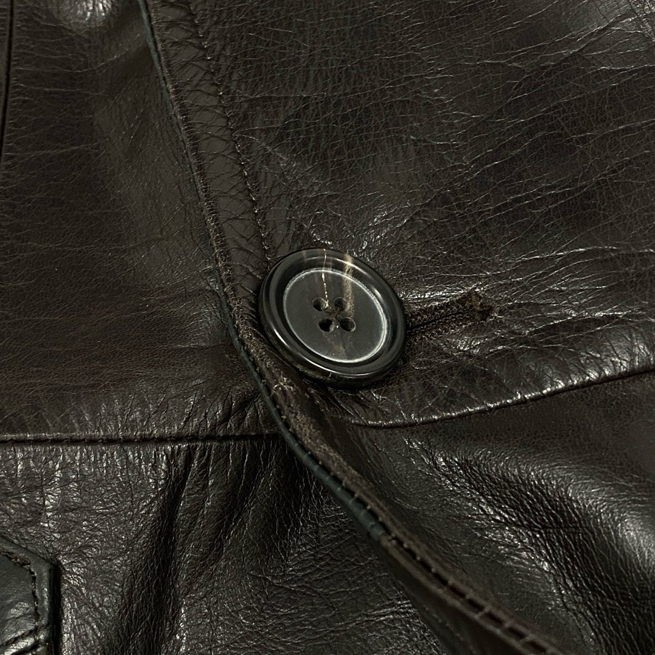 77d30 Paul Smith COLLECTION ポールスミスコレクション カウレザー ベルテッドロングトレンチコート アウター バイカラー Lサイズ ブラウン ブラック 牛革