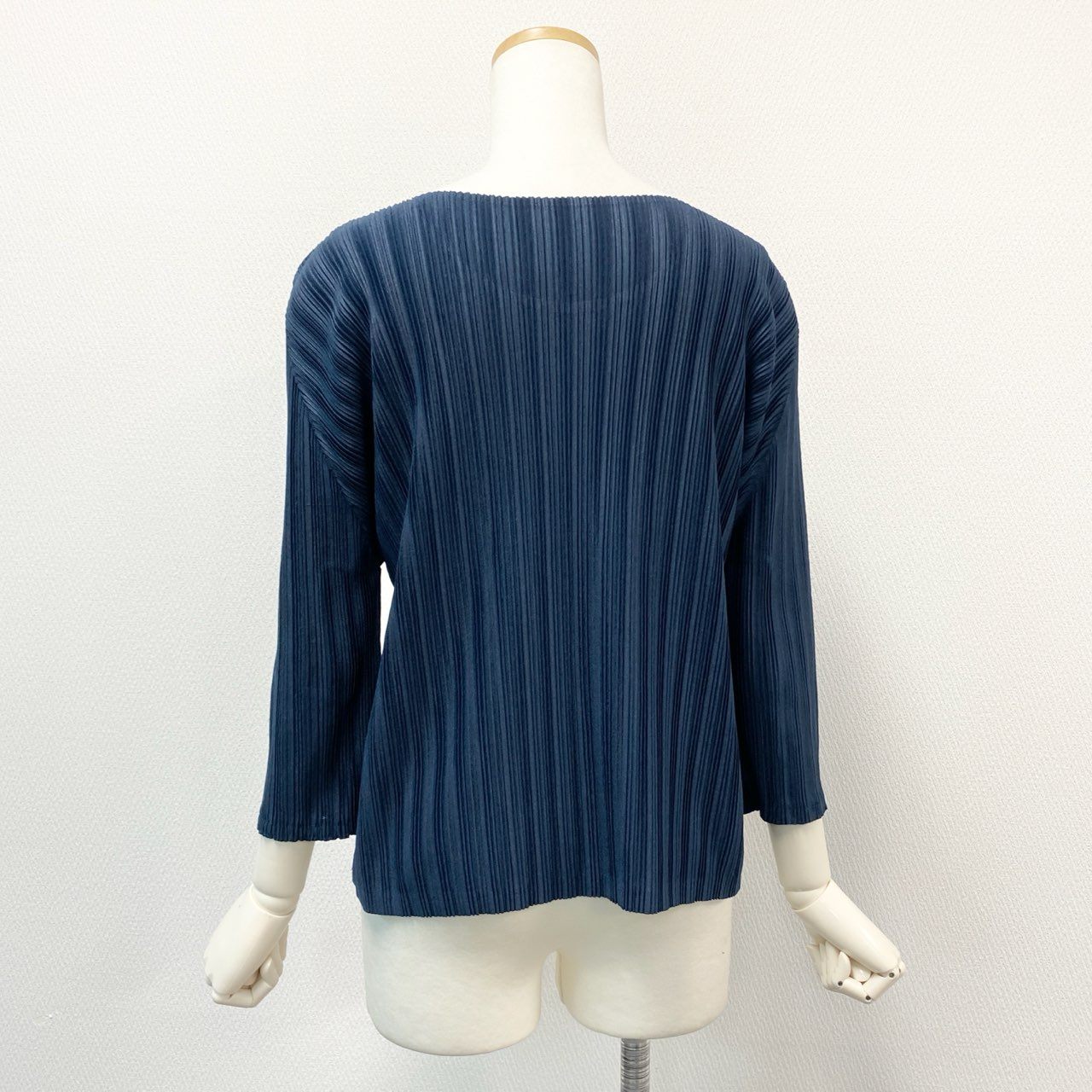 41h24 PLEATS PLEASE プリーツプリーズ イッセイミヤケ カットソー トップス プリーツ加工 PP23-FK353 サイズ3 ネイビー ポリエステル レディースu02t