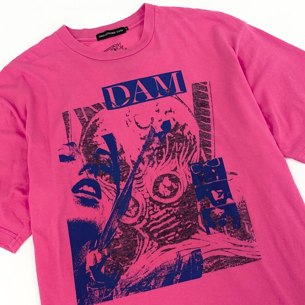 23d6 THEE HYSTERIC XXX ヒステリックグラマー DESTROY ALL MONSTERS MONSTER MADNESS Tシャツ カットソー 半袖 プリント 06211CT04 Lサイズ ピンク コットン