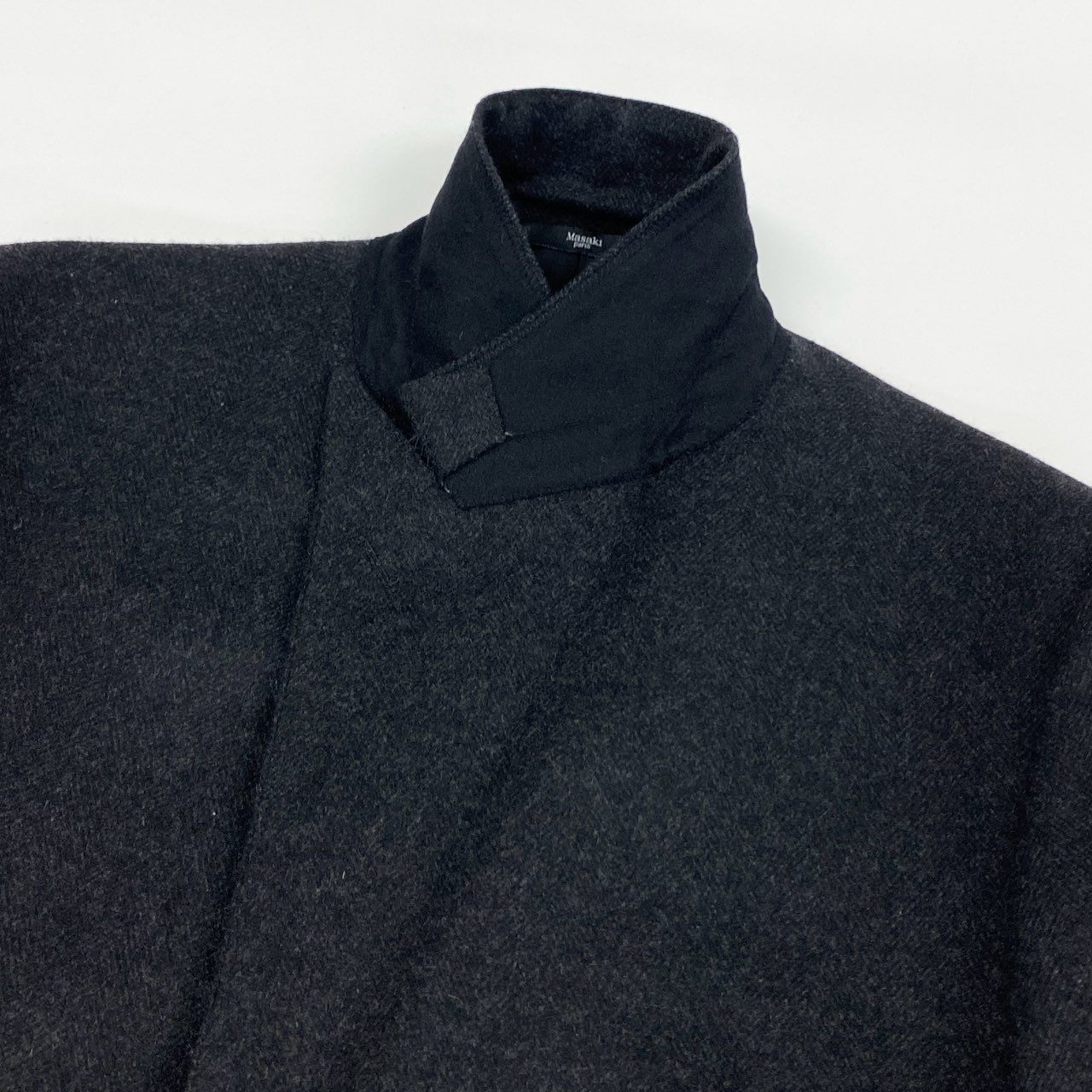 24l14 《美品》 フランス製 Masaki Matsushima マサキマツシマ 英国ドーメル社 カシミヤ生地 チェスターコート ロングコート カシミアコート ダークグレー カシミヤ70% ミンク30% メンズ 紳士服