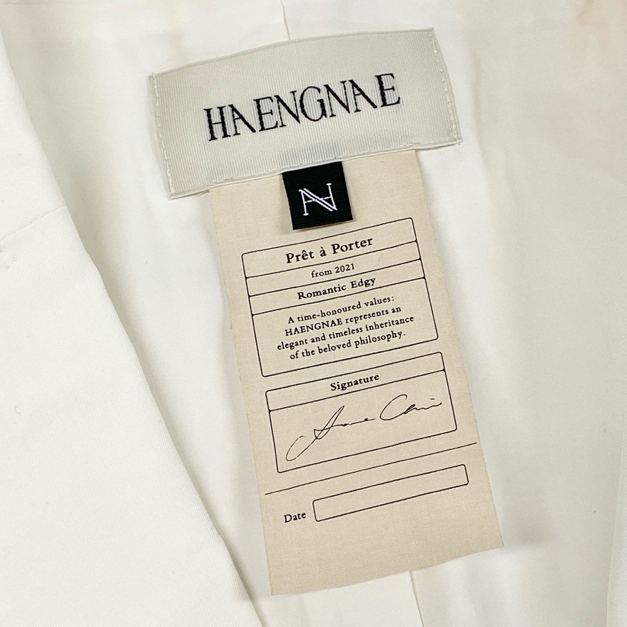 87c26 HAENGNAE ヘンネ オールインワン ジャンプスーツ つなぎ サロペット フリル 長袖 きれいめ◎ ホワイト