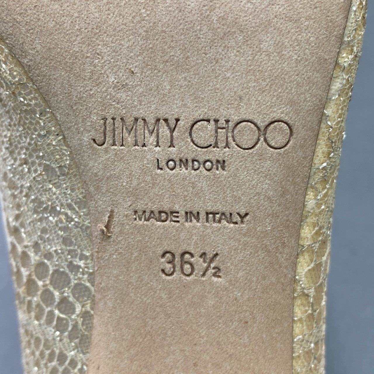 3c18 《美品》 JIMMY CHOO ジミーチュウ レースモチーフ付き ハイヒール パンプス シューズ イタリア製 36 1/2 ベージュ ホワイト