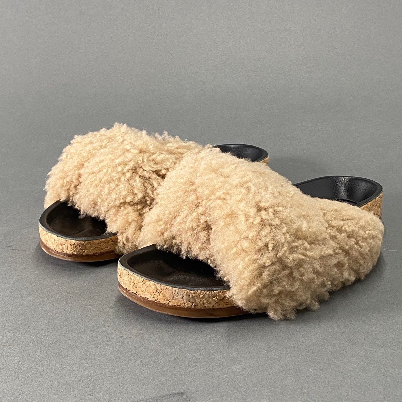 1L10 定価\79,200☆Chloe クロエ ファーサンダル 35(22.5~23cm相当) ベージュ シューズ イタリア製