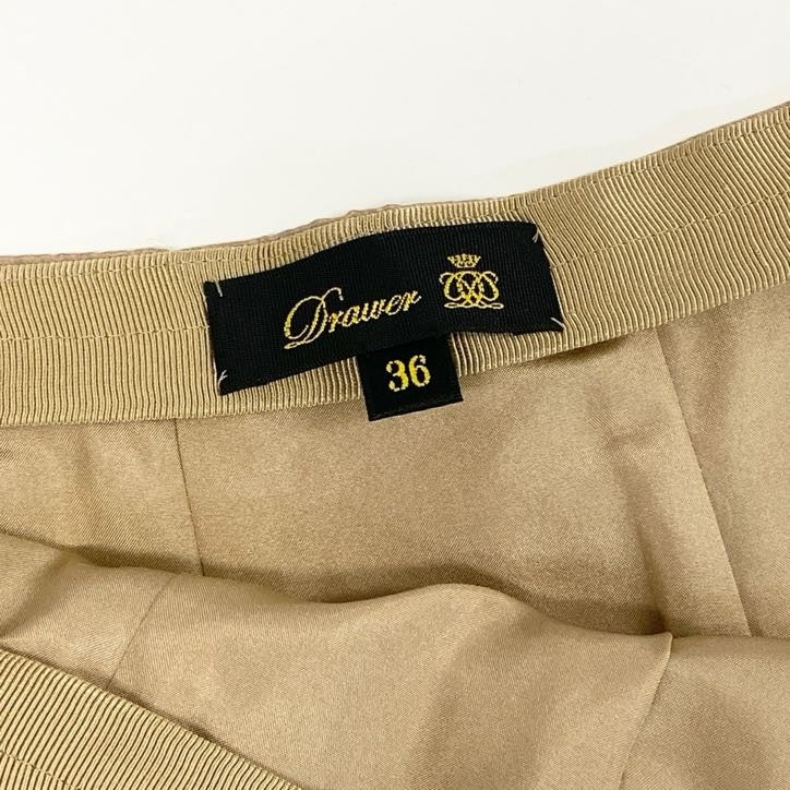 50f2 【美品】 Drawer ドゥロワー シルクタフタ ロングスカート フレアスカート 6524-299-1741 サイズ36 光沢ブラウン シルク100% ユナイテッドアローズ