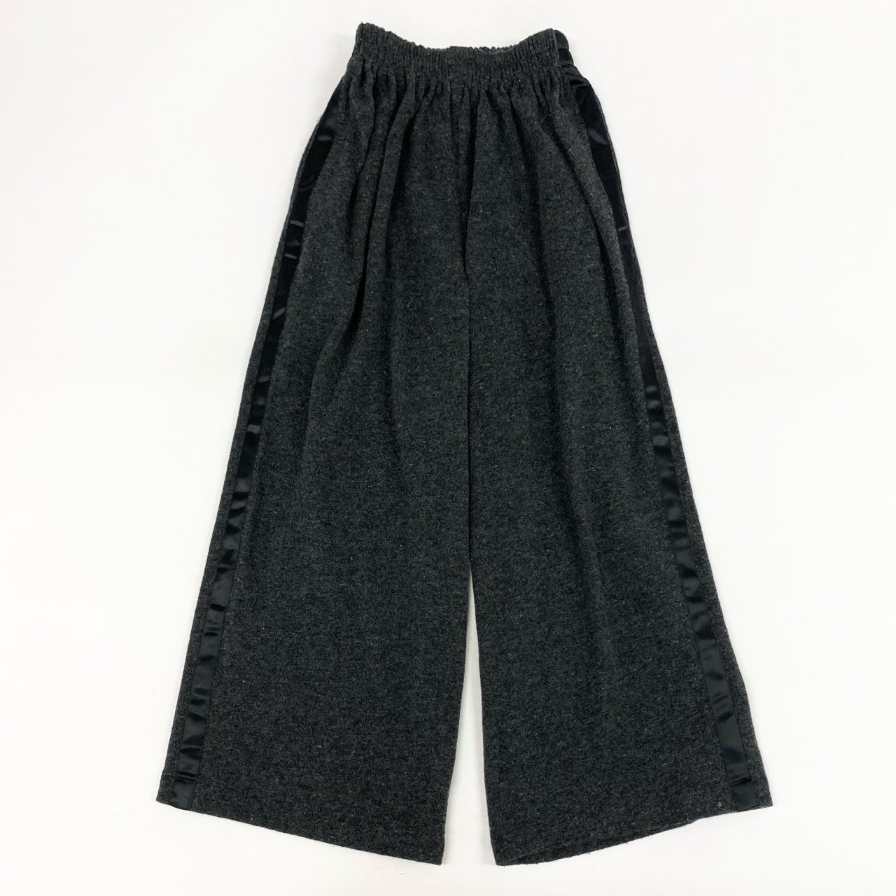 48h15 COMME des GARCONS コムデギャルソン ウール ワイドパンツ サイドライン グレー ブラック レディース 日本製k02i