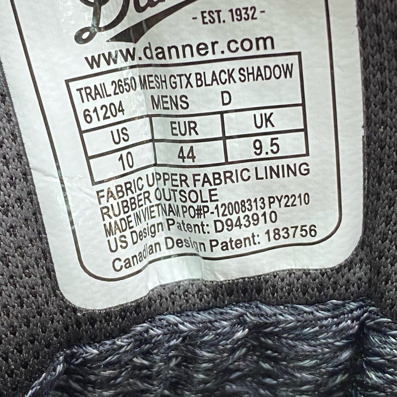 4f27 《美品》 Danner ダナー TRAIL 2650 アウトドア トレイル スニーカー 28cm ブラック トレッキング 登山 シューズ
