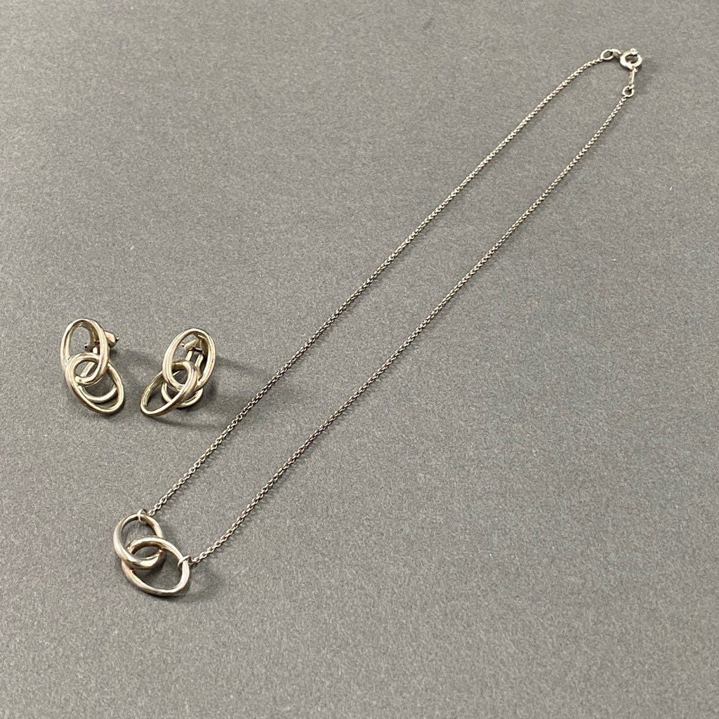 4d12 《2点セット》 TIFFANY&Co. ティファニー ネックレス × イヤリング セット ダブルループ シルバー 925 アクセサリー ジュエリー SILVER