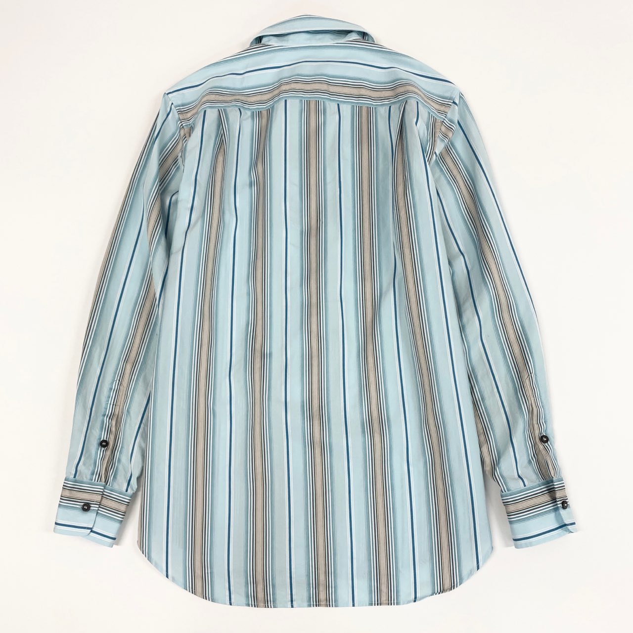 37a16 Loro Piana ロロピアーナ イタリア製 長袖シャツ ストライプ ロングスリーブ ドレスシャツ 38 ブルー コットン