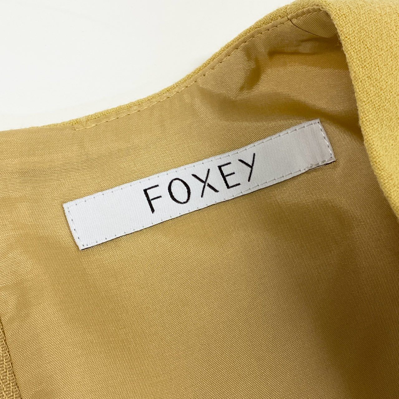 76k20 FOXEY フォクシー V Baron Dress Vバロン ドレス ワンピース 39477 38 イエロー レース ノースリーブ セレブ 日本製
