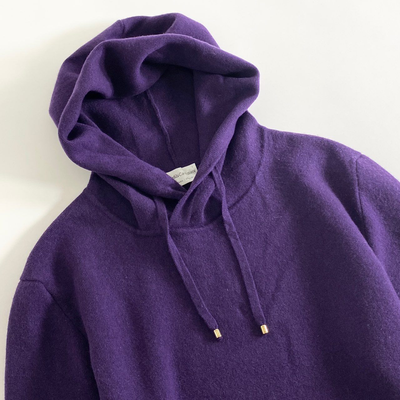 84h27 イタリア製 Settefili Cashmere セッテフィーリカシミア ニットパーカー プルオーバーパーカー ニット セーター 48 パープル カシミヤ100% メンズ