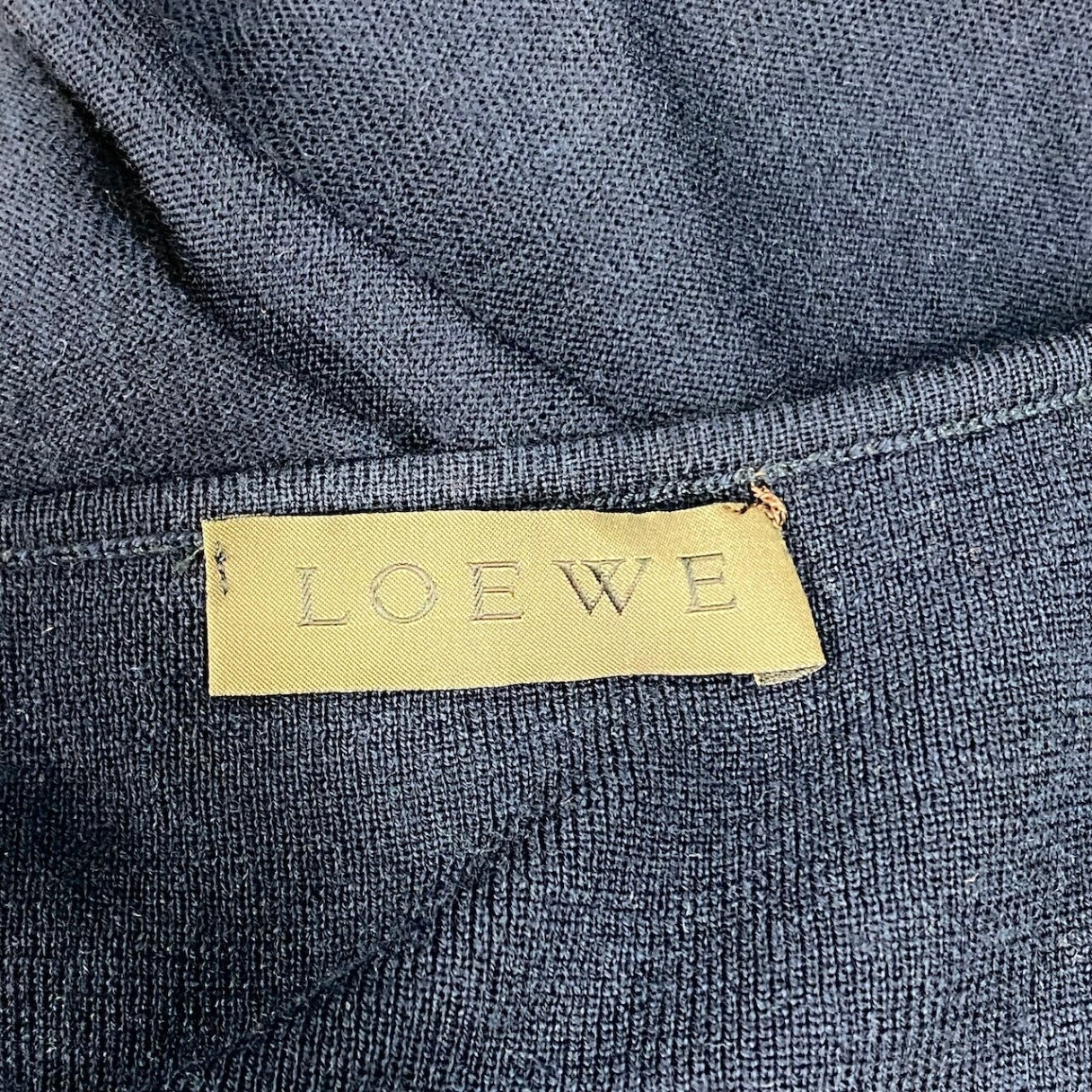 1g18 LOEWE ロエベ ニットキャミソール トップス スペイン製 Lサイズ ネイビー ウール100% レディース 女性用u02t