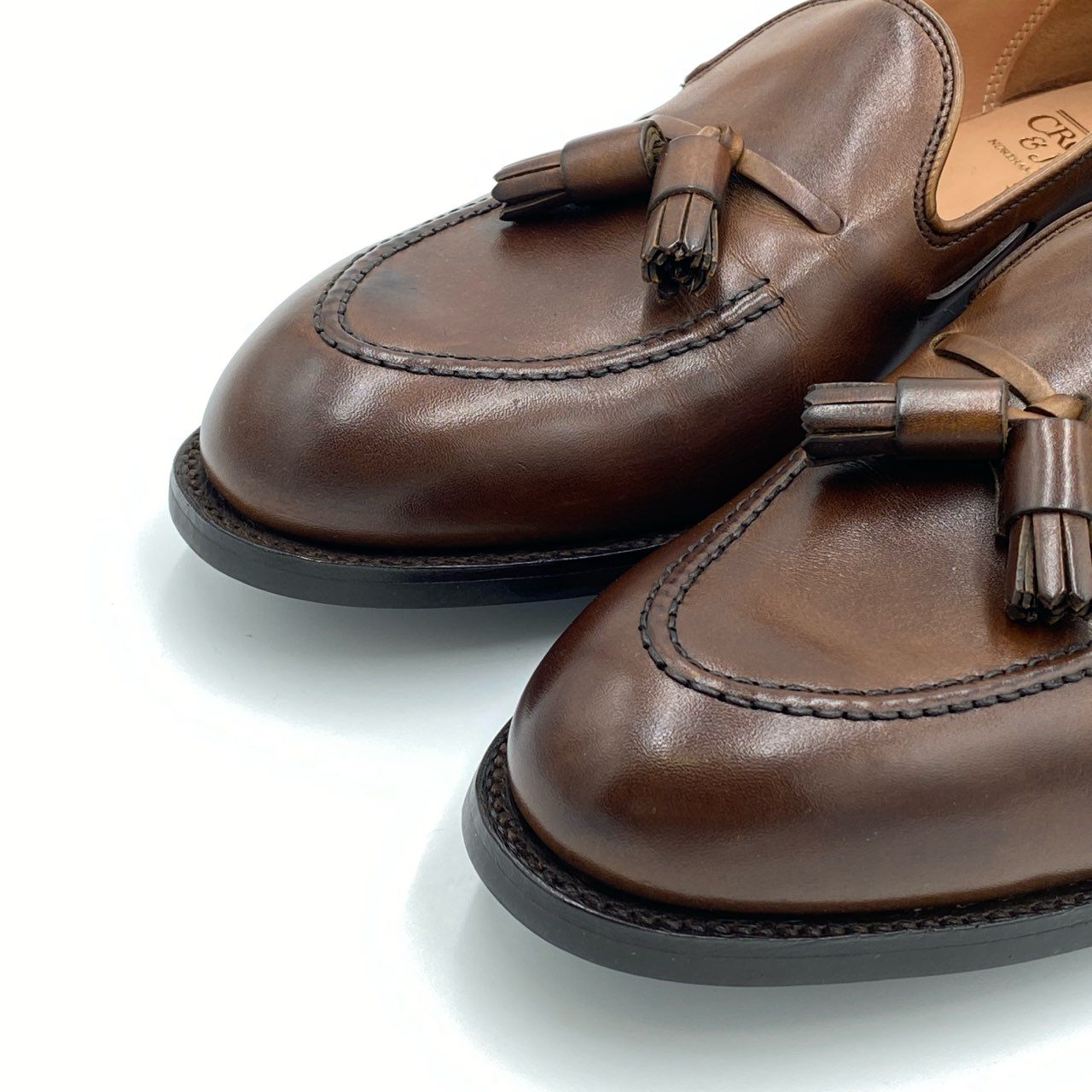 2h21【極美品】CROCKETT&JONES クロケット&ジョーンズ CAVENDISH3 タッセルローファー 革靴 サイズ7E ブラウン キャベンディッシュk02i