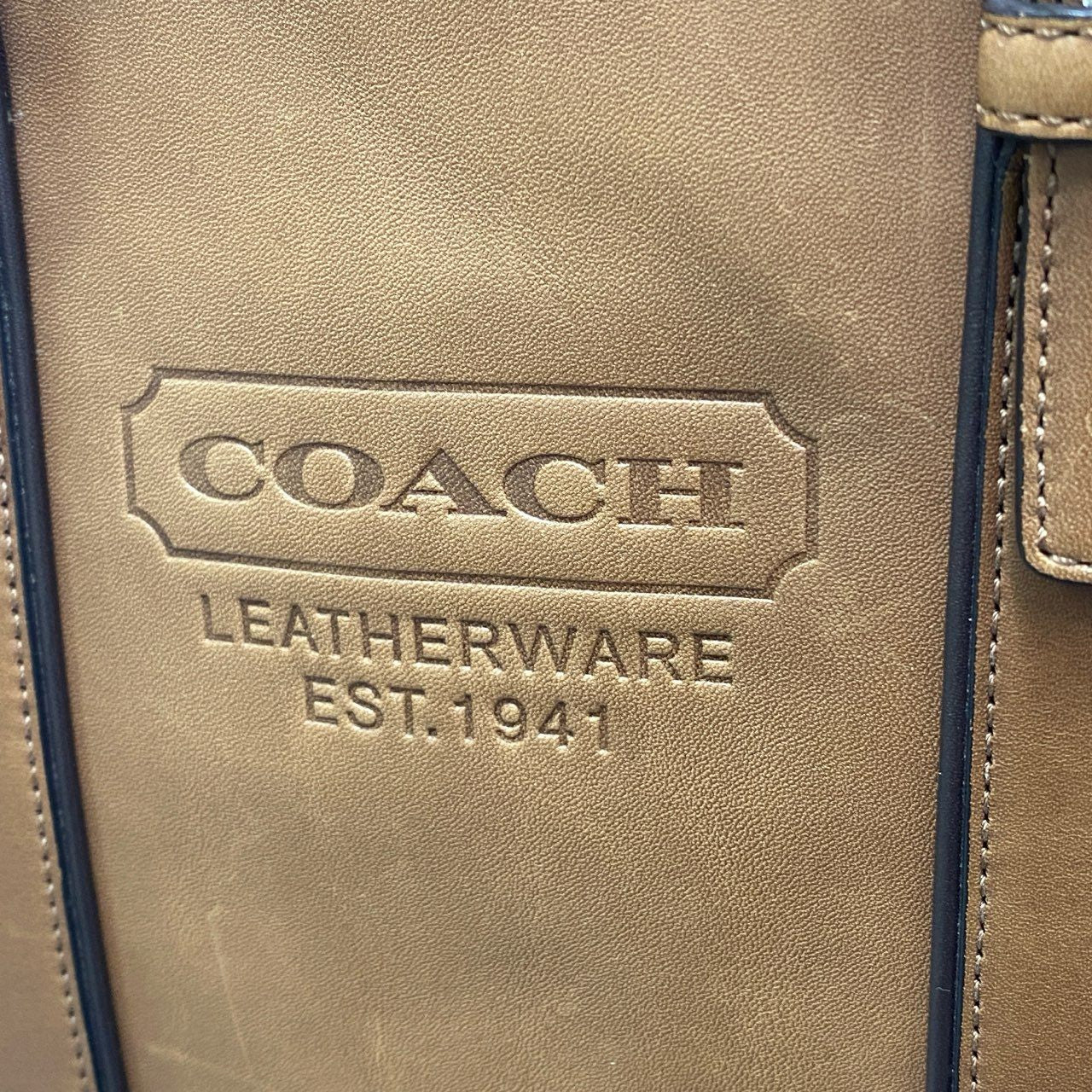 Cc21 COACH コーチ レザートートバッグ 8E92 ブラウン Leather ワンショルダー ターンロック カバン ユニセックス