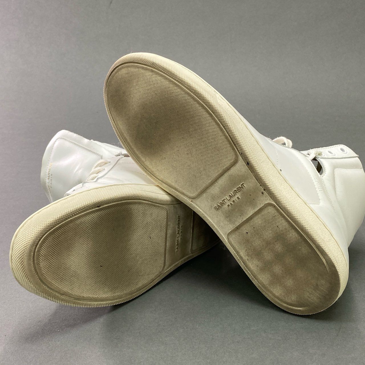 1c19 SAINT LAURENT サンローラン 金ロゴ ハイカットスニーカー SL01H 41 ホワイト レザー シューズ イタリア製