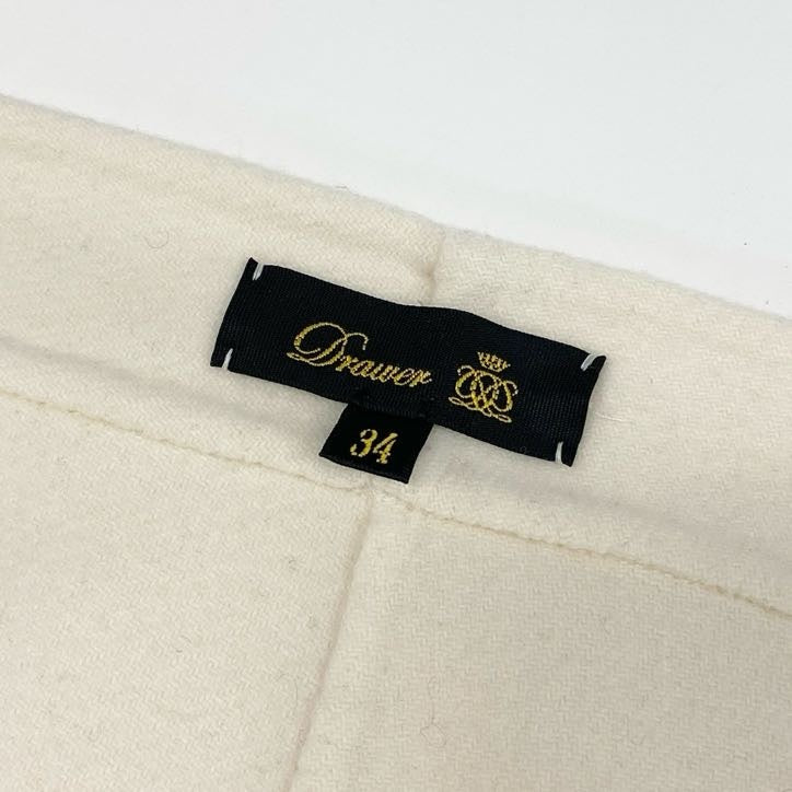 33g23 Drawer ドゥロワー ウールテーパードパンツ センタープレスパンツ ボトムス レディース 女性用 6514-234-0915 34 ホワイト ウール100%